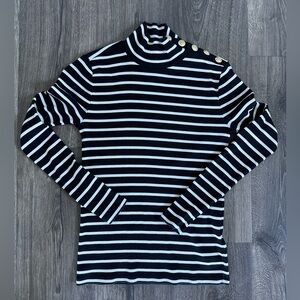 J. Crew Vintage rib turtleneck with buttons in stripe